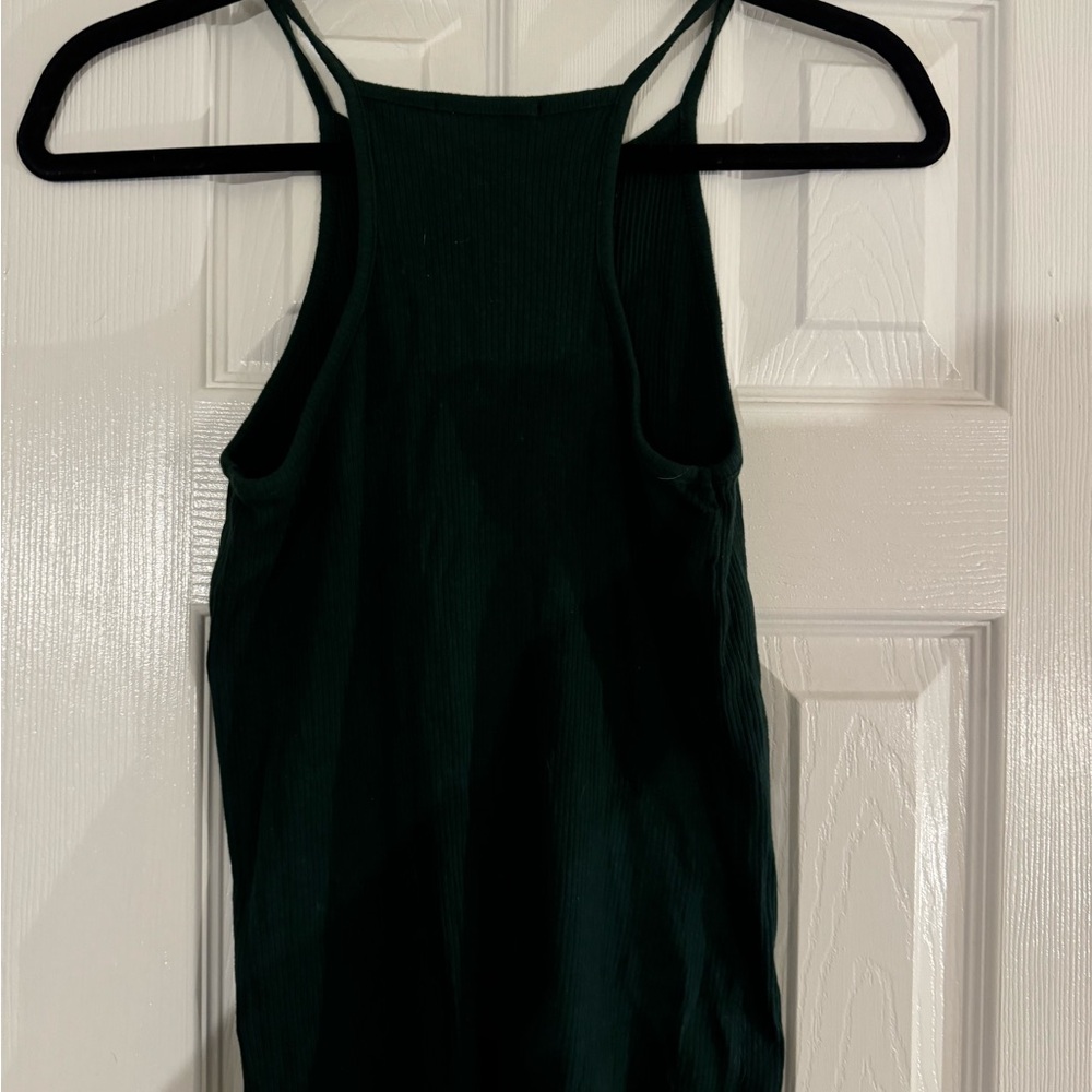 Forest Green Ribbed Tank Top - Picture 3 of 4